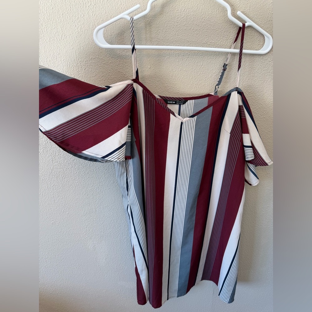 SHEIN Striped Cold Shoulder Dress Size Medium
